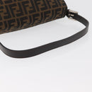 FENDI Zucca Canvas Mamma Baguette Shoulder Bag Black Brown Auth 179388SAV-7