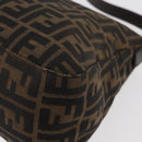 FENDI Zucca Canvas Mamma Baguette Shoulder Bag Black Brown Auth 179389V-18