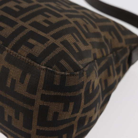 FENDI Zucca Canvas Mamma Baguette Shoulder Bag Black Brown Auth 179389V