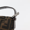 FENDI Zucca Canvas Mamma Baguette Shoulder Bag Black Brown Auth 179389V-8