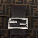 FENDI Zucca Canvas Mamma Baguette Shoulder Bag Black Brown Auth 179389V-19