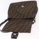 FENDI Zucca Canvas Mamma Baguette Shoulder Bag Black Brown Auth 179389V-20