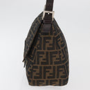 FENDI Zucca Canvas Mamma Baguette Shoulder Bag Black Brown Auth 179389V-3