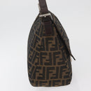 FENDI Zucca Canvas Mamma Baguette Shoulder Bag Black Brown Auth 179389V-4