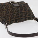 FENDI Zucca Canvas Mamma Baguette Shoulder Bag Black Brown Auth 179389V-6