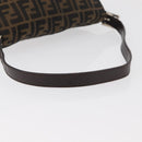 FENDI Zucca Canvas Mamma Baguette Shoulder Bag Black Brown Auth 179389V-7