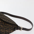 FENDI Zucca Canvas Mamma Baguette Shoulder Bag Black Brown Auth 179389V-14