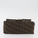 FENDI Zucca Canvas Mamma Baguette Shoulder Bag Black Brown Auth 179389V-5