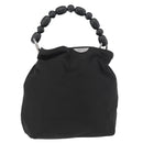 Christian Dior Maris Pearl Hand Bag Nylon Black Silver Auth 179390-1