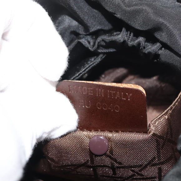Christian Dior Maris Pearl Hand Bag Nylon Black Silver Auth 179390