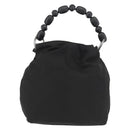 Christian Dior Maris Pearl Hand Bag Nylon Black Silver Auth 179390-2