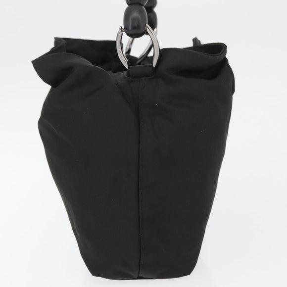 Christian Dior Maris Pearl Hand Bag Nylon Black Silver Auth 179390