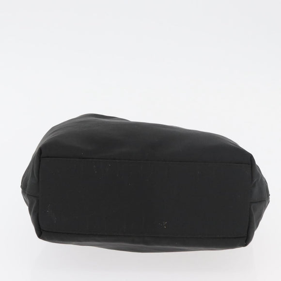 Christian Dior Maris Pearl Hand Bag Nylon Black Silver Auth 179390