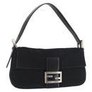 FENDI Mamma Baguette Shoulder Bag Nylon Black Silver Auth 179391-1