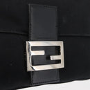 FENDI Mamma Baguette Shoulder Bag Nylon Black Silver Auth 179391-15