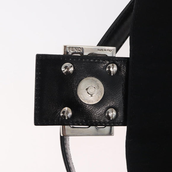 FENDI Mamma Baguette Shoulder Bag Nylon Black Silver Auth 179391
