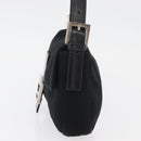 FENDI Mamma Baguette Shoulder Bag Nylon Black Silver Auth 179391-4