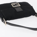 FENDI Mamma Baguette Shoulder Bag Nylon Black Silver Auth 179391-6