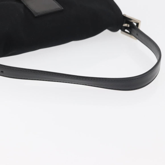 FENDI Mamma Baguette Shoulder Bag Nylon Black Silver Auth 179391