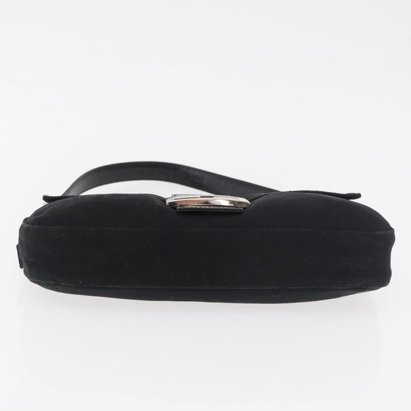 FENDI Mamma Baguette Shoulder Bag Nylon Black Silver Auth 179391