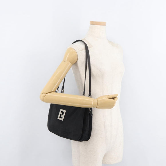FENDI Zucca Canvas Tote Bag Black Silver Auth 179392