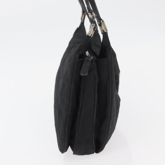 FENDI Zucca Canvas Tote Bag Black Silver Auth 179392