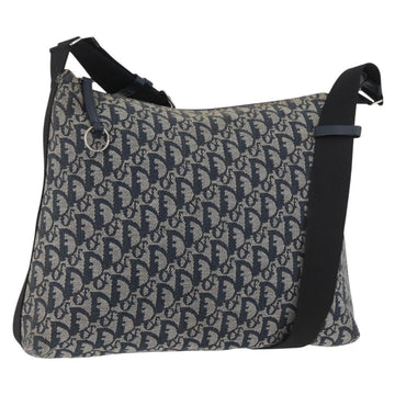 Christian Dior Trotter Canvas Shoulder Bag Navy Silver Auth 179394A