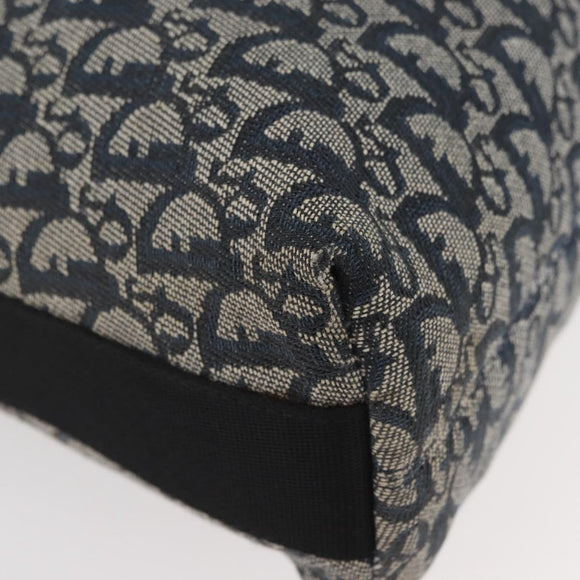 Christian Dior Trotter Canvas Shoulder Bag Navy Silver Auth 179394A