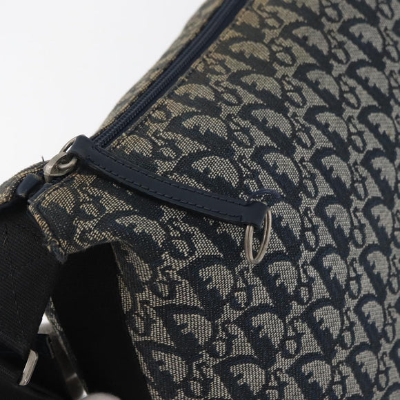 Christian Dior Trotter Canvas Shoulder Bag Navy Silver Auth 179394A