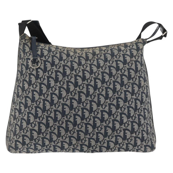 Christian Dior Trotter Canvas Shoulder Bag Navy Silver Auth 179394A