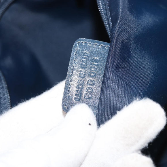 Christian Dior Trotter Canvas Shoulder Bag Navy Silver Auth 179394A