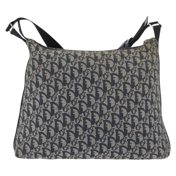 Christian Dior Trotter Canvas Shoulder Bag Navy Silver Auth 179394A