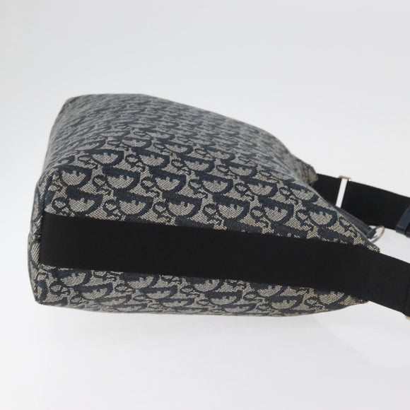 Christian Dior Trotter Canvas Shoulder Bag Navy Silver Auth 179394A