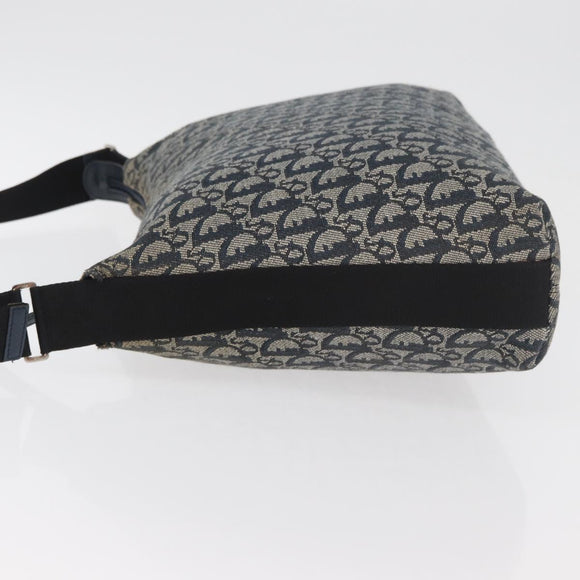 Christian Dior Trotter Canvas Shoulder Bag Navy Silver Auth 179394A