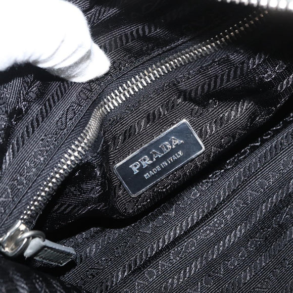 PRADA Hand Bag Leather Gray Silver Auth 179402A