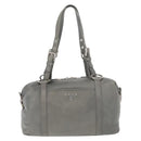 PRADA Hand Bag Leather Gray Silver Auth 179402A-2