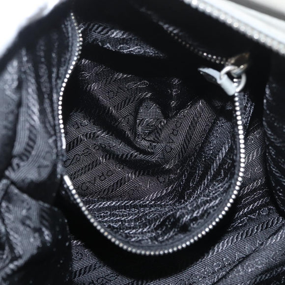 PRADA Hand Bag Leather Gray Silver Auth 179402A
