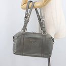 PRADA Hand Bag Leather Gray Silver Auth 179402A-24