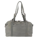 PRADA Hand Bag Leather Gray Silver Auth 179402A-3