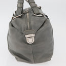 PRADA Hand Bag Leather Gray Silver Auth 179402A-5