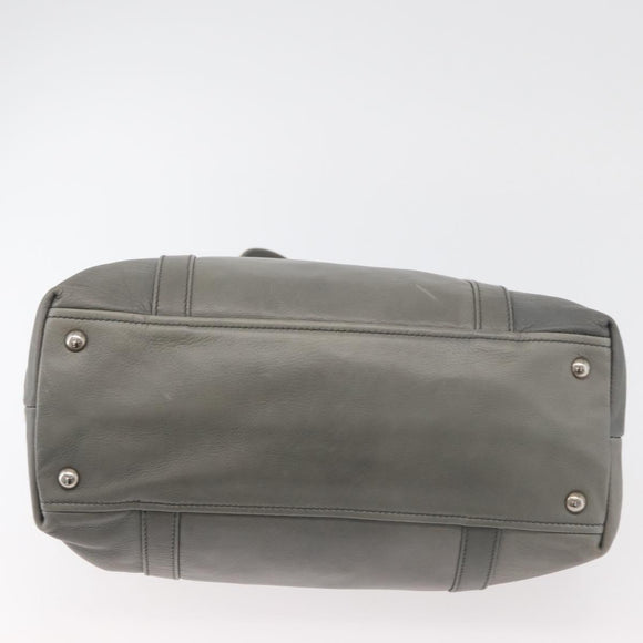PRADA Hand Bag Leather Gray Silver Auth 179402A