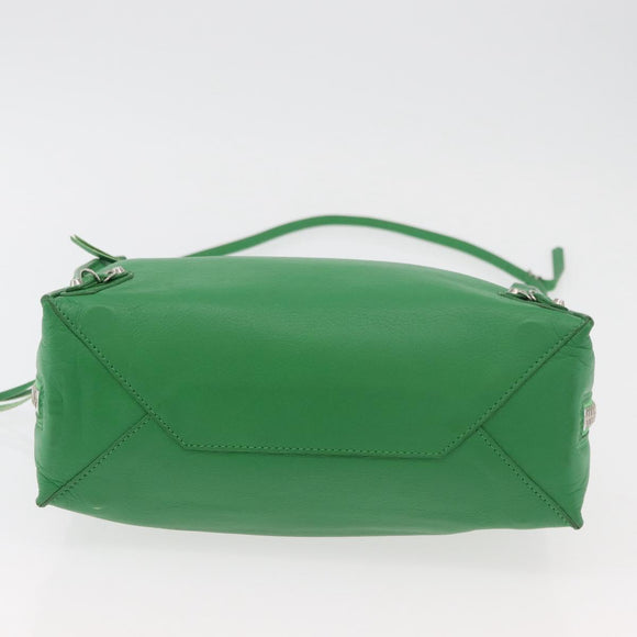 BALENCIAGA The Paper Tote Bag Leather 2way Green Silver 370926 Auth 179403A