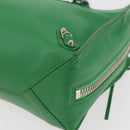 BALENCIAGA The Paper Tote Bag Leather 2way Green Silver 370926 Auth 179403A-16