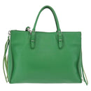 BALENCIAGA The Paper Tote Bag Leather 2way Green Silver 370926 Auth 179403A-2