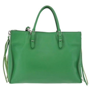 BALENCIAGA The Paper Tote Bag Leather 2way Green Silver 370926 Auth 179403A - 0