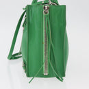 BALENCIAGA The Paper Tote Bag Leather 2way Green Silver 370926 Auth 179403A-3