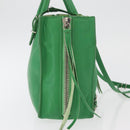 BALENCIAGA The Paper Tote Bag Leather 2way Green Silver 370926 Auth 179403A-5