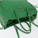 BALENCIAGA The Paper Tote Bag Leather 2way Green Silver 370926 Auth 179403A-7