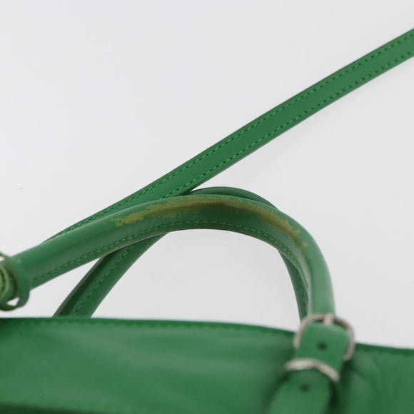 BALENCIAGA The Paper Tote Bag Leather 2way Green Silver 370926 Auth 179403A
