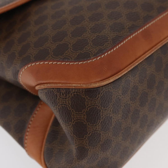 CELINE Macadam Canvas Hand Bag PVC Leather Brown Gold Auth 179420A